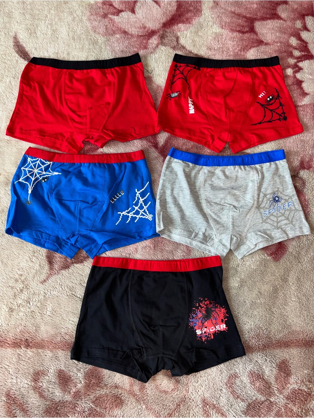 SHEIN Kids Spider Graphic Boxer Briefs - Red, Blue, Gray, Black